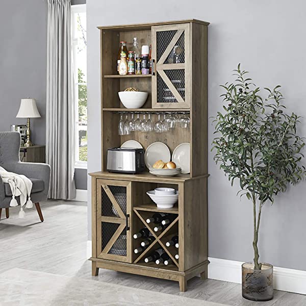 Home Source Bar Cabinet and Coffee Station (Charcoal)
