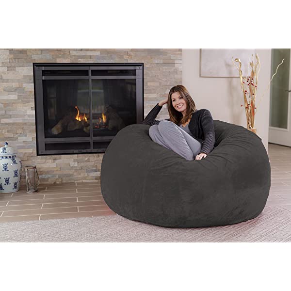 Chill Sack Bean Bag Chair: Giant 5' Memory Foam Furniture Bean Bag - Big Sofa with Soft Micro Fiber Cover - Navy Microsuede - Navy