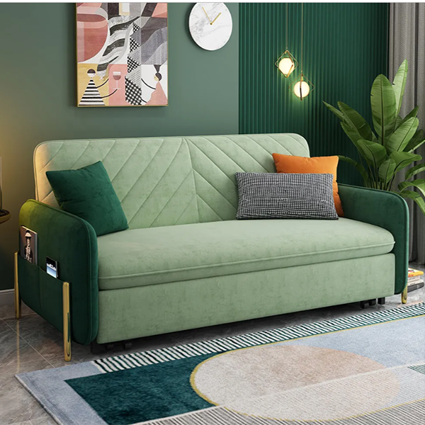 King Sleeper Sofa Green Upholstered Convertible Sofa