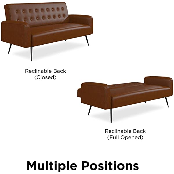 Novogratz 2360379N Z Stevie, Convertible Sofa Bed Couch, Ivory Velvet Futon