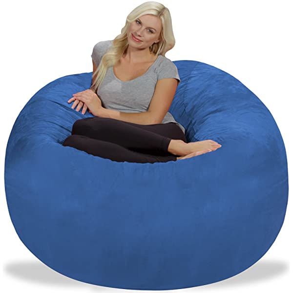 Chill Sack Bean Bag Chair: Giant 5' Memory Foam Furniture Bean Bag - Big Sofa with Soft Micro Fiber Cover - Navy Microsuede - Navy