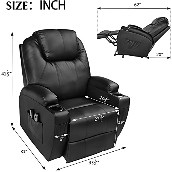 JOVNO Power Lift Recliner Chair Single Living Room Sofa with Massage,Home Theater Seating with Heat and Vibration Sofa Back and Detachable Armrest (Brown)