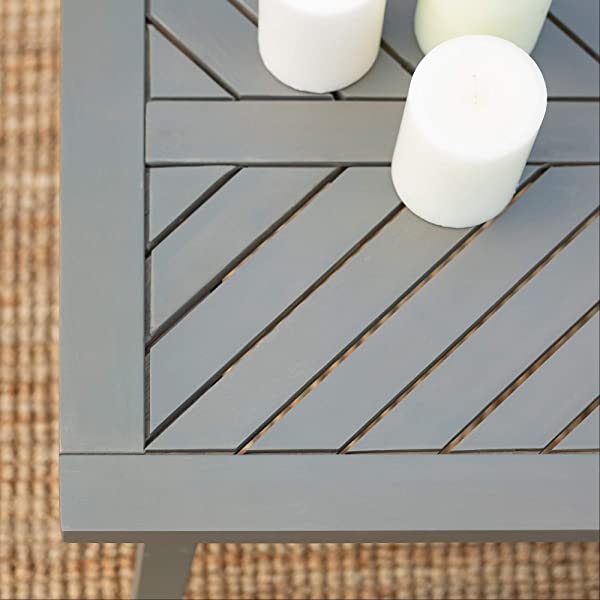 Walker Edison 5 Person Outdoor Wood Chevron Patio Furniture Dining Set Table Chairs Bench All Weather Backyard Conversation Garden Poolside Balcony, 4 Piece, Brown Brown 4 Piece Dining Set