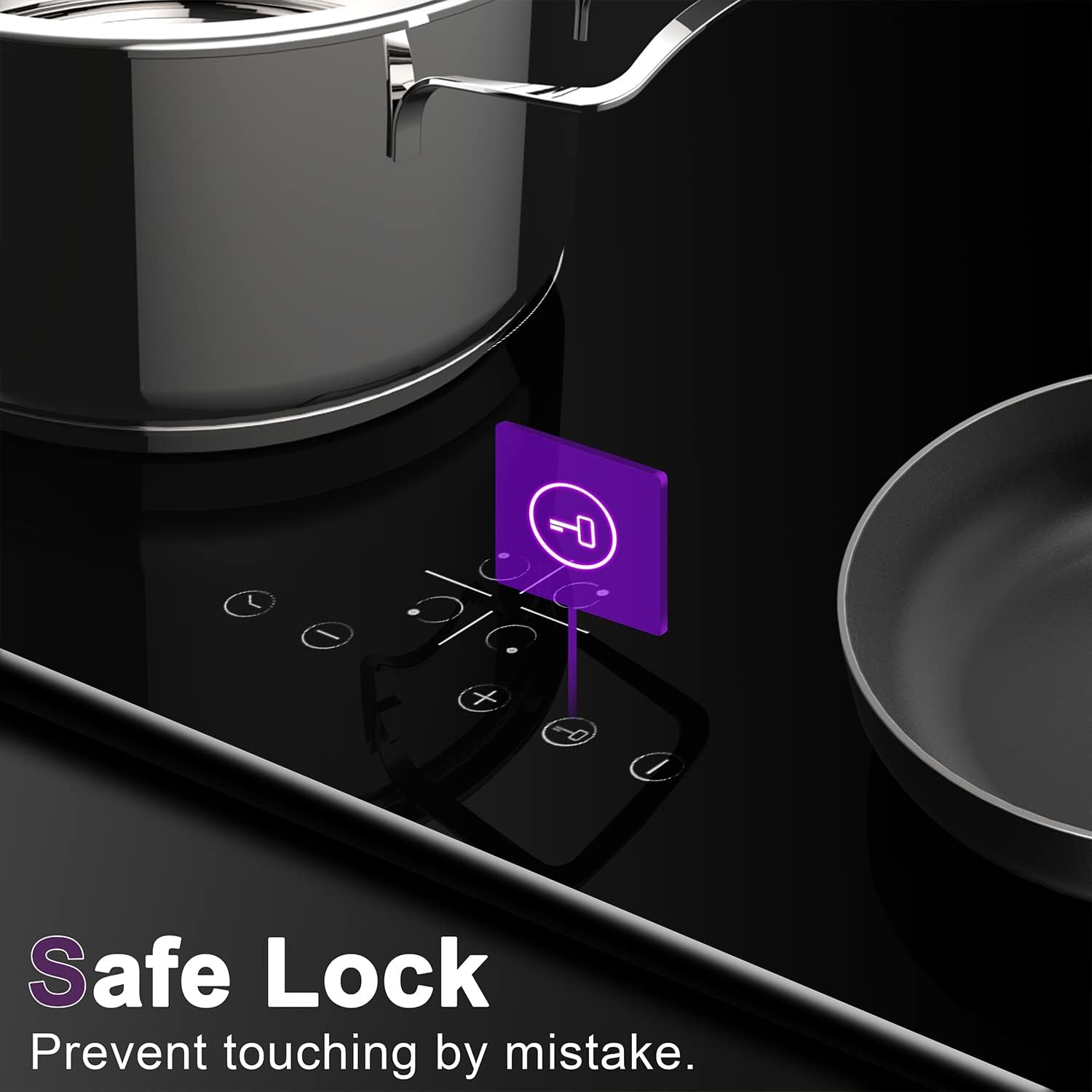 Noxton Plug in Induction Hob, 4 Zones Electric Hob 60cm, Touch Control with Child Safety Lock,UP to 99 Min Timer Black Crystal Glass