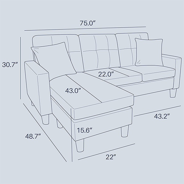 BELLEZE Altera Convertible Sectional Sofa