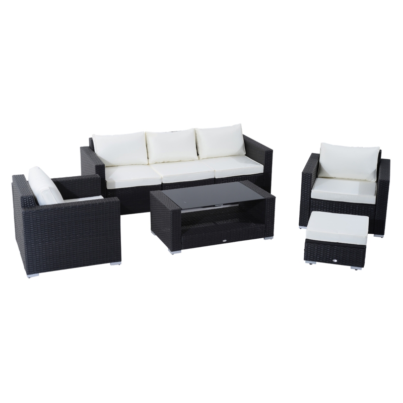 【Furniture】7Pc Rattan Set Outdoor Patio Furniture Sofa Table Sectional Wicker