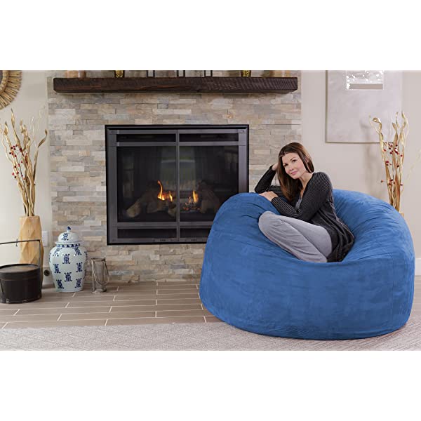 Chill Sack Bean Bag Chair: Giant 5' Memory Foam Furniture Bean Bag - Big Sofa with Soft Micro Fiber Cover - Navy Microsuede - Navy