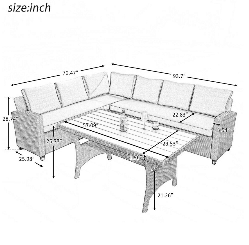 5 Piece Terrace Furniture Set Outdoor Conversation Dining Table and Chairs