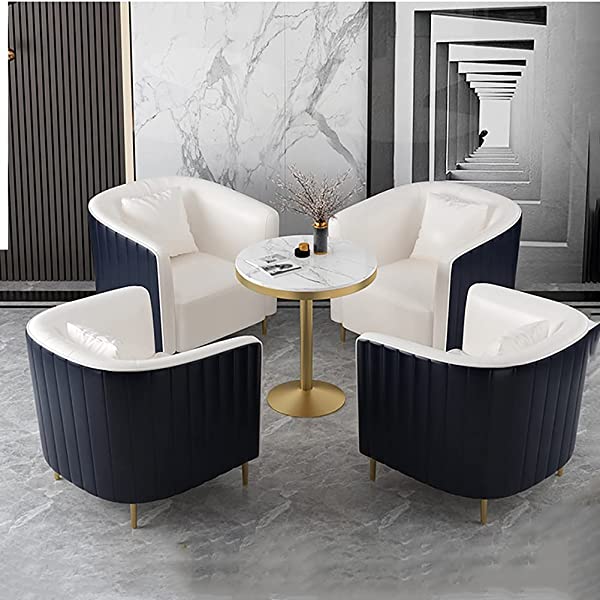 HUAYIN Round Dining Table Set, Conversation Table Sets with 4 Upholstered Chairs | 4 Pieces Patio Furniture Sets for Small Spaces Kitchen Modern Home for Cafe Restaurant,Yellow,1 Table & 4 Chairs 1 table & 4 chairs Yellow