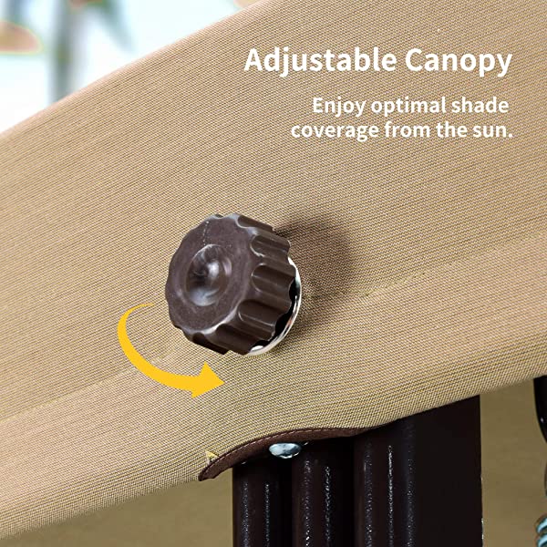 PURPLE LEAF 3-Seat Deluxe Outdoor Patio Porch Swing with Weather Resistant Steel Frame, Adjustable Tilt Canopy, Cushions and Pillow Included, Beige 74.4