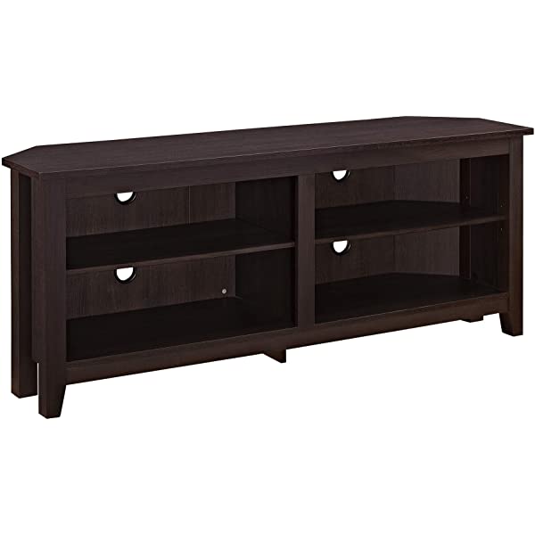 Walker Edison Wren Classic 4 Cubby TV Stand for TVs up to 65 Inches, 58 Inch, Black Black 58 InchTV Stand