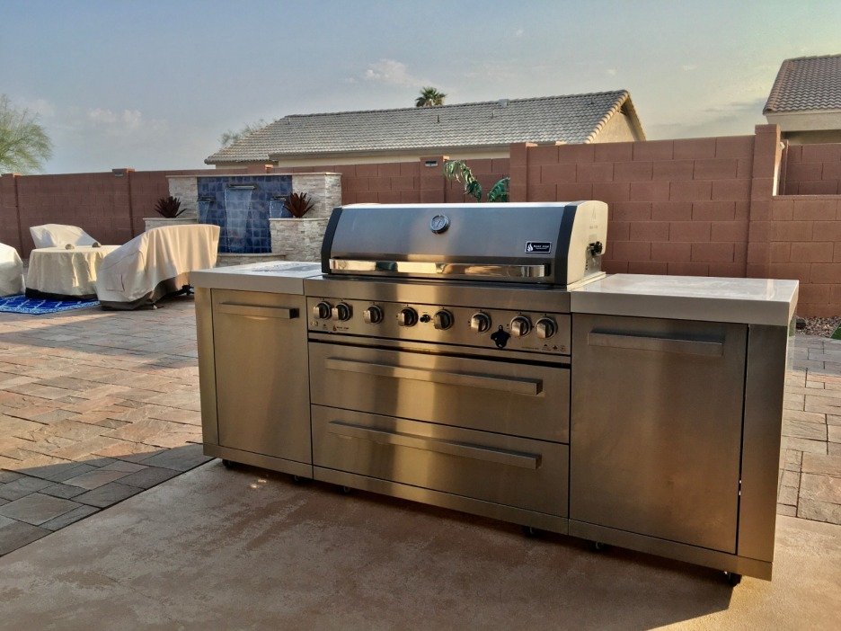 Mont Alpi MAI805 44 Outdoor Barbeque Island, 47x20x93 inches