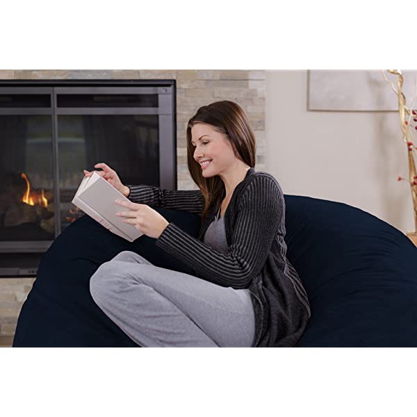 Chill Sack Bean Bag Chair: Giant 5' Memory Foam Furniture Bean Bag - Big Sofa with Soft Micro Fiber Cover - Navy Microsuede - Navy