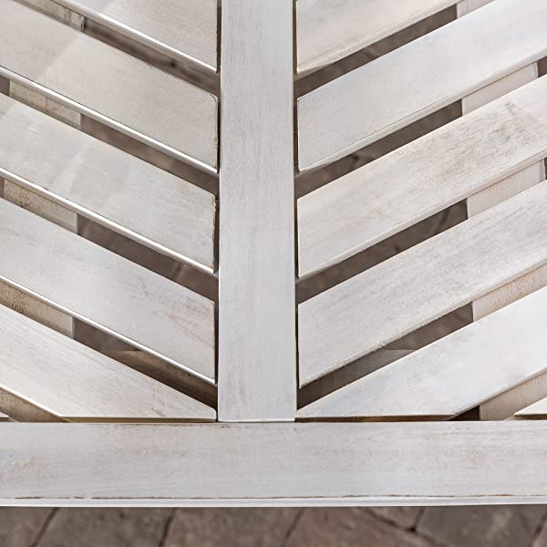 Walker Edison 5 Person Outdoor Wood Chevron Patio Furniture Dining Set Table Chairs Bench All Weather Backyard Conversation Garden Poolside Balcony, 4 Piece, Brown Brown 4 Piece Dining Set