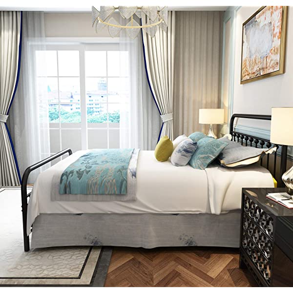 Black Metal Bed Frame Full Size with Headboard and Footboard Single Platform Mattress Base,Metal Tube and Iron-Art Bed（Full,Black） Full Black