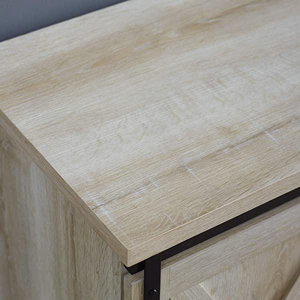 Walker Edison Richmond modern farmhouse sliding barn door TV stand for up to 52 inches, white and rustic oak white without fireplace 52 inches TV