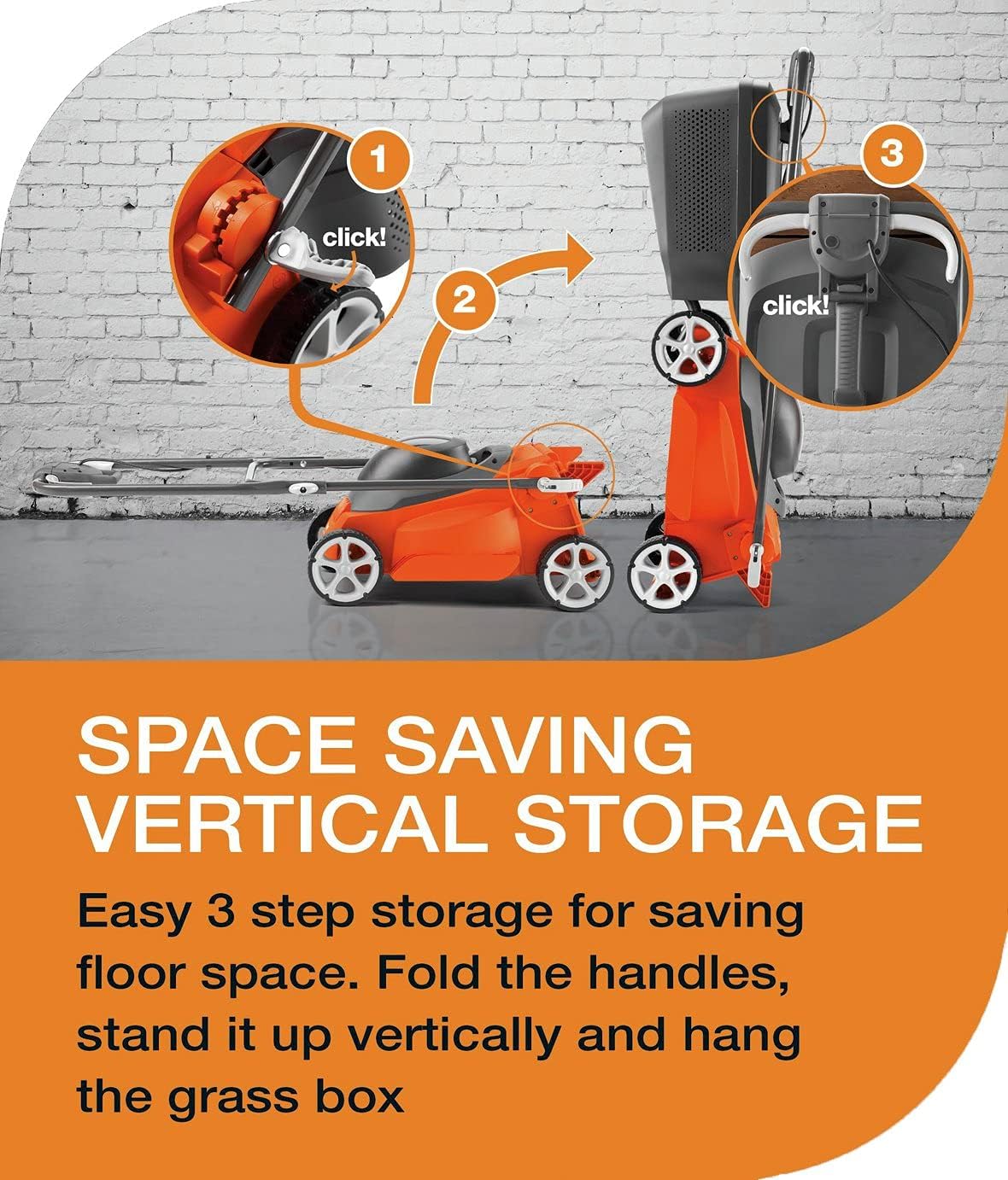 Flymo EasiStore 340R Li Cordless Rotary Lawn Mower - 40 V Battery (20 V x 2 Including Charger), 34 cm Cutting Width, 35 Litre Grass Box, Close Edge Cutting, Rear Roller, Space Saving Storage Features