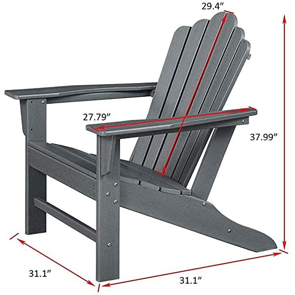 Ehomeline Classic Outdoor Adirondack Chairs with Connecting Plate Set of 3 for Garden Porch Patio Deck Backyard, Weather Resistant Accent Furniture, Blue