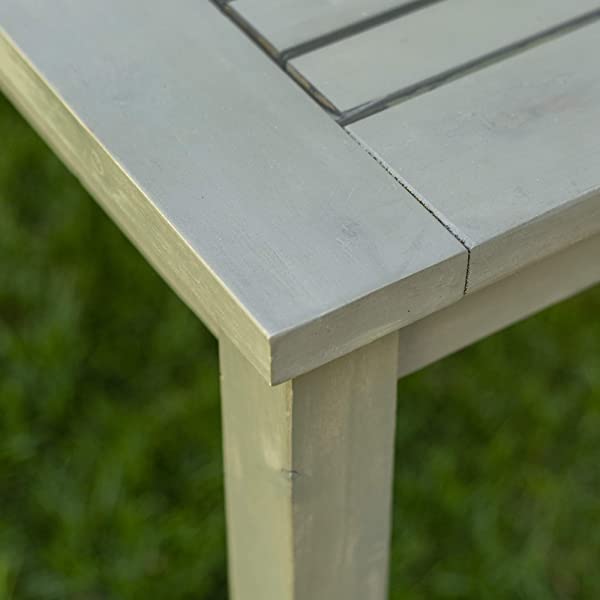 Walker Edison 5 Person Outdoor Wood Chevron Patio Furniture Dining Set Table Chairs Bench All Weather Backyard Conversation Garden Poolside Balcony, 4 Piece, Brown Brown 4 Piece Dining Set