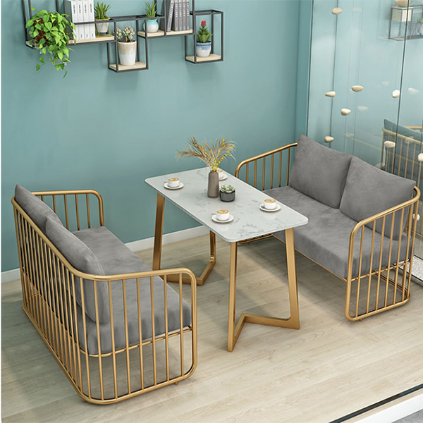 Nordic light luxury style table and chair combination double wrought iron deck sofa