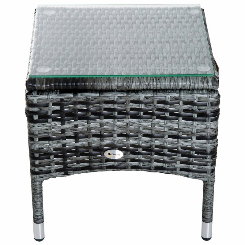 200CM LONG RECLINING SUN LOUNGER SET WITH CUSHIONS AND TABLE