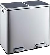 EVRE Stainless Steel Recycling Pedal Bin With Removable Multi Compartments And Soft Close Lid for...