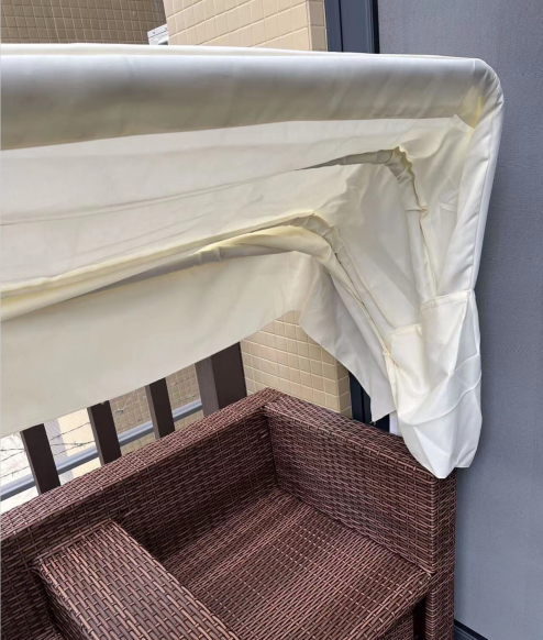 Rattan sofa outdoor sunshade double bed with canopy waterproof and sunscreen furniture