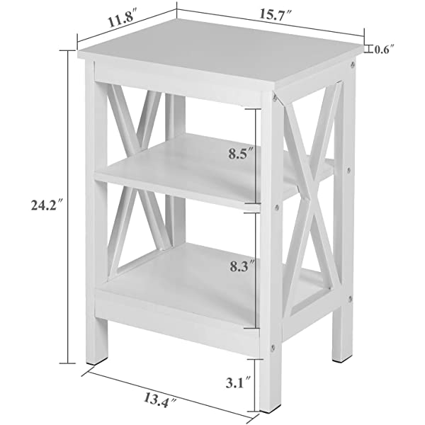 VECELO Modern Versatile Nightstands X-Design Side End Table Night Stand Storage Shelf with Bin Drawer for Living Room Bedroom, Brown+Black Brown+black Modern