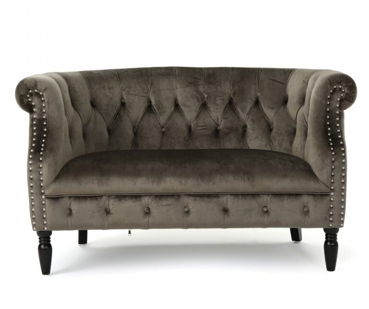 51.5-inch velvet roll-arm two-seat sofa