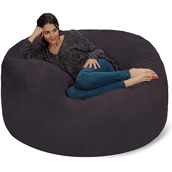 Chill Sack Bean Bag Chair: Giant 5' Memory Foam Furniture Bean Bag - Big Sofa with Soft Micro Fiber Cover - Navy Microsuede - Navy
