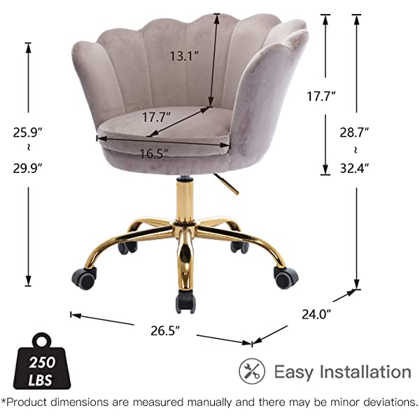 MTFY Modern Home Office Swivel Chair, Shell Desk Chair with Adjustable Height, Upholstered Ergonomic Computer Desk Chair Leisure Task Chair Accent Armchair for Office, Living Room,Bedroom (Beige)