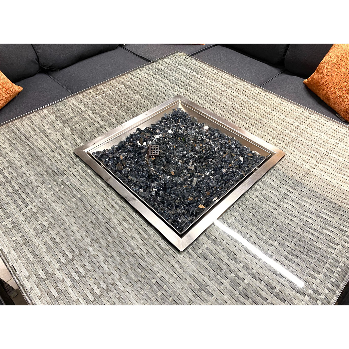 Chimes - Stone Grey Milan Compact Corner Dining Set with Firepit Table