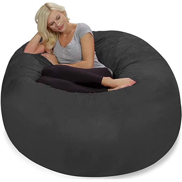 Chill Sack Bean Bag Chair: Giant 5' Memory Foam Furniture Bean Bag - Big Sofa with Soft Micro Fiber Cover - Navy Microsuede - Navy
