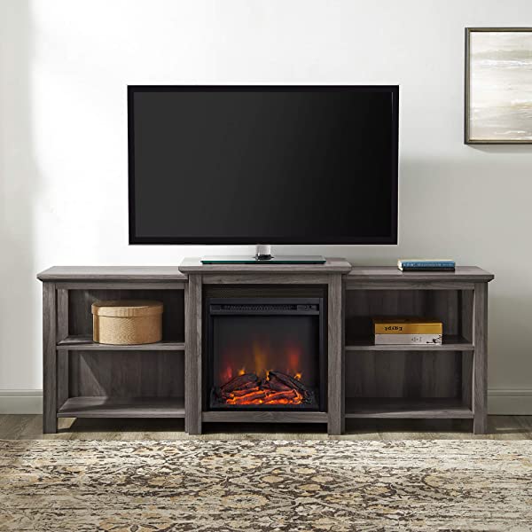 Walker Edison Wren Classic 4 Cubby TV Stand for TVs up to 65 Inches, 58 Inch, Black Black 58 InchTV Stand