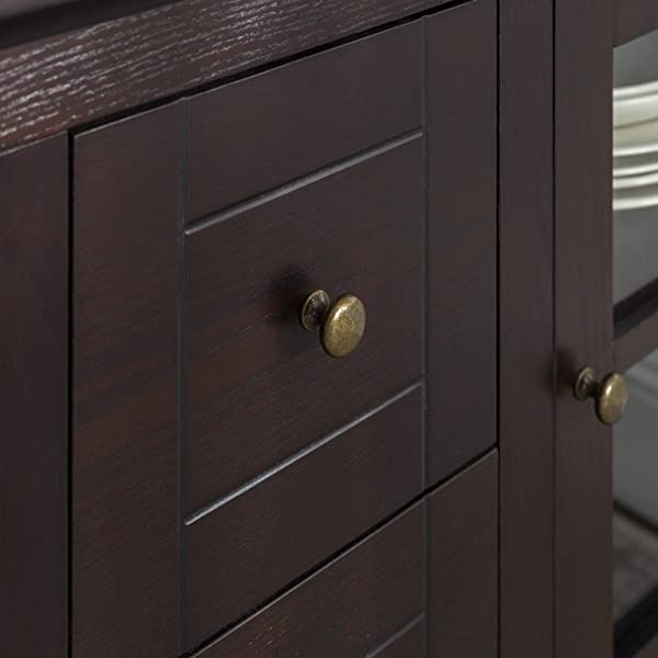 Walker Edison Charlotte Classic Glass Door Storage Buffet, 52 Inch, Espresso Espresso 52 Inch