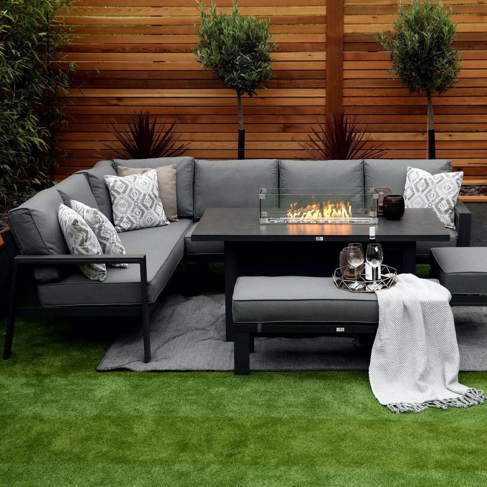 【Furniture】【BS】Monaco Luxury Large Grey Rattan Garden Sofa Set 10 Piece Semi Circle