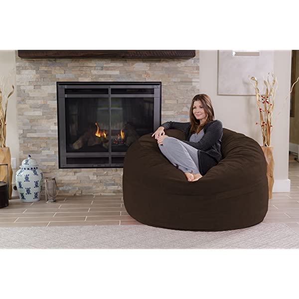 Chill Sack Bean Bag Chair: Giant 5' Memory Foam Furniture Bean Bag - Big Sofa with Soft Micro Fiber Cover - Navy Microsuede - Navy
