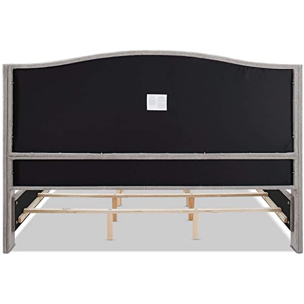 Jennifer Taylor Home Marcella Collection Queen Wingback Tufted Hand-Applied Nail Heads Upholstered Bed, Antique White Antique White Queen