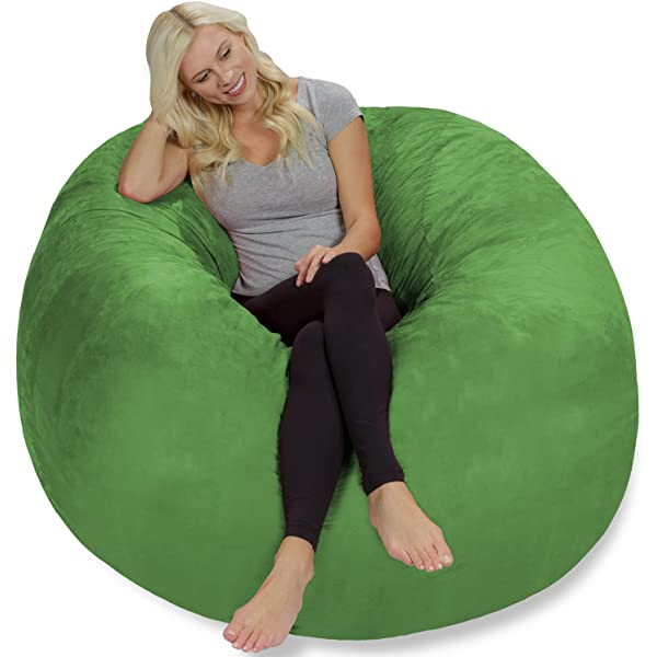 Chill Sack Bean Bag Chair: Giant 5' Memory Foam Furniture Bean Bag - Big Sofa with Soft Micro Fiber Cover - Navy Microsuede - Navy