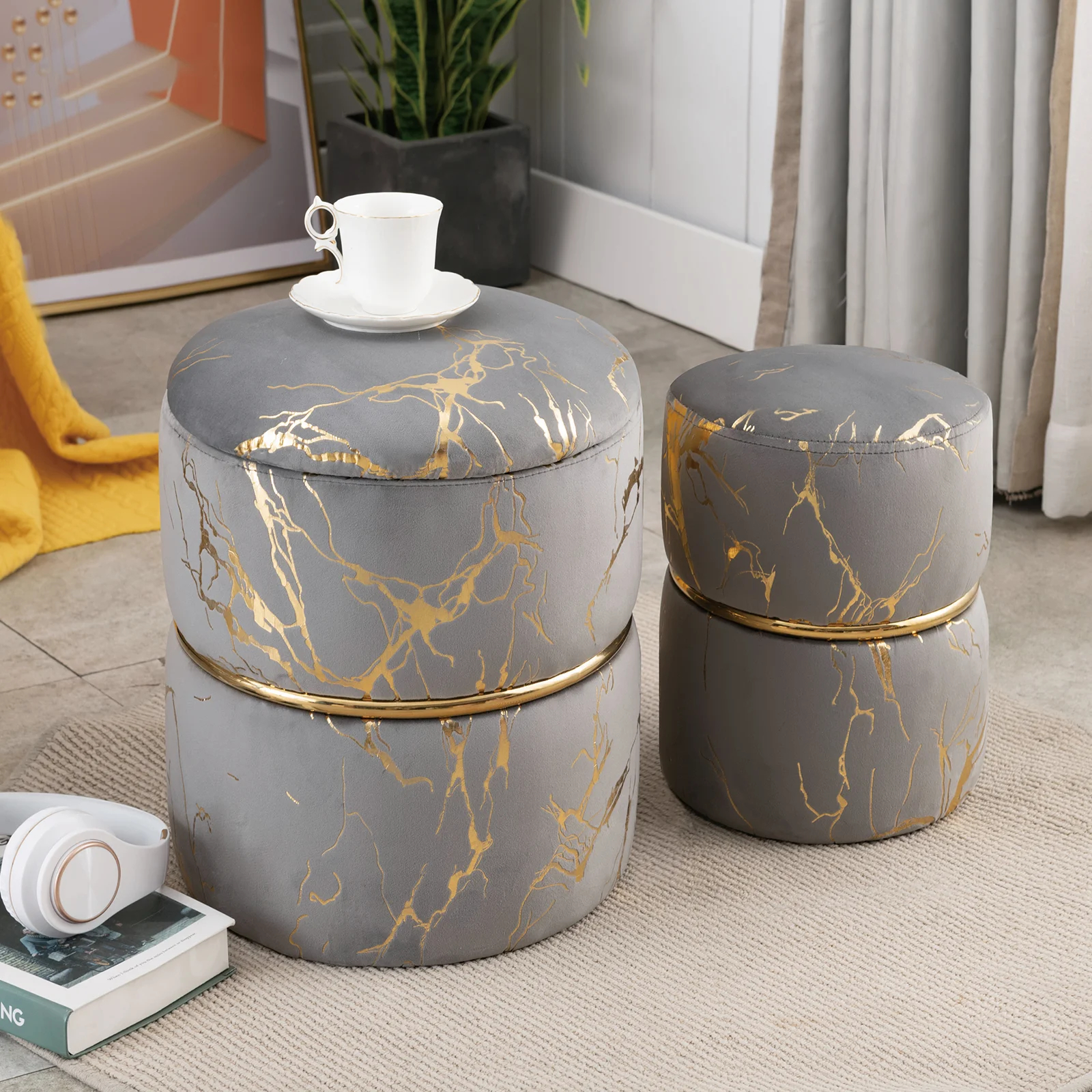 【Furniture】Lilly-Eve Upholstered Storage Ottoman