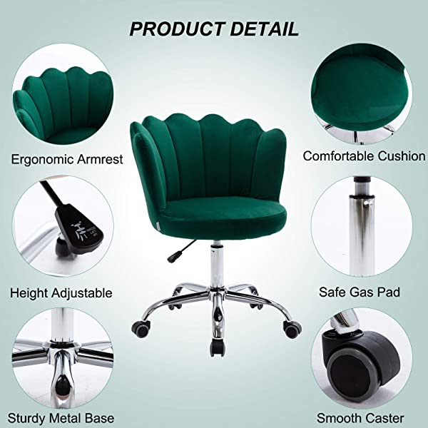 MTFY Modern Home Office Swivel Chair, Shell Desk Chair with Adjustable Height, Upholstered Ergonomic Computer Desk Chair Leisure Task Chair Accent Armchair for Office, Living Room,Bedroom (Beige)