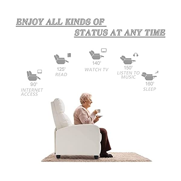 Recliner Chair for Living Room Massage Recliner Sofa Reading Chair Winback Single Sofa Home Theater Seating Modern Reclining Chair Easy Lounge with PU Leather Padded Seat Backrest (Brown)