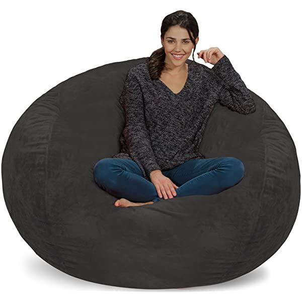 Chill Sack Bean Bag Chair: Giant 5' Memory Foam Furniture Bean Bag - Big Sofa with Soft Micro Fiber Cover - Navy Microsuede - Navy