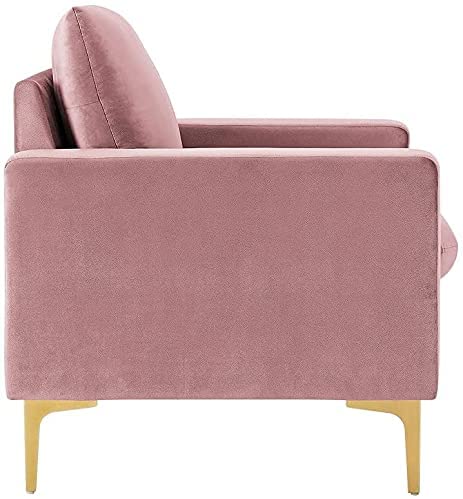 Hbaid velvet decorative chair, sofa chair comfortable single sofa high back club armchair, suitable for bedroom reading mid-century modern living room chair (rose)