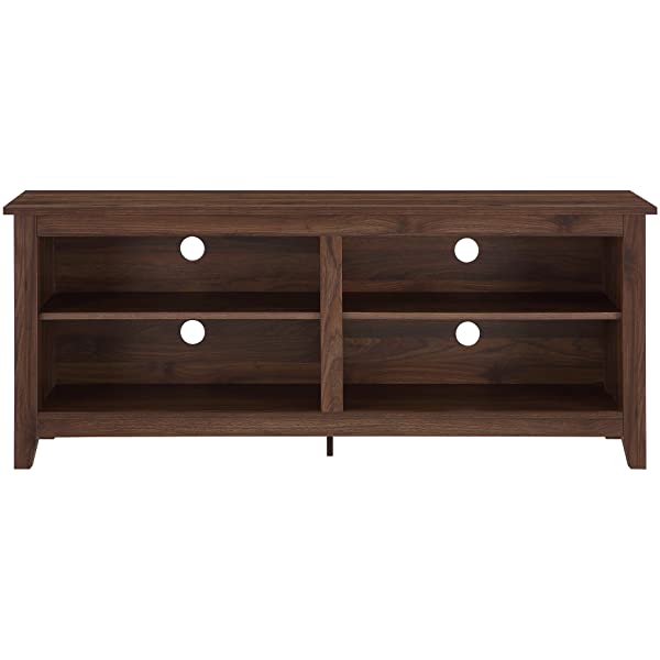 Walker Edison Wren Classic 4 Cubby TV Stand for TVs up to 65 Inches, 58 Inch, Black Black 58 InchTV Stand