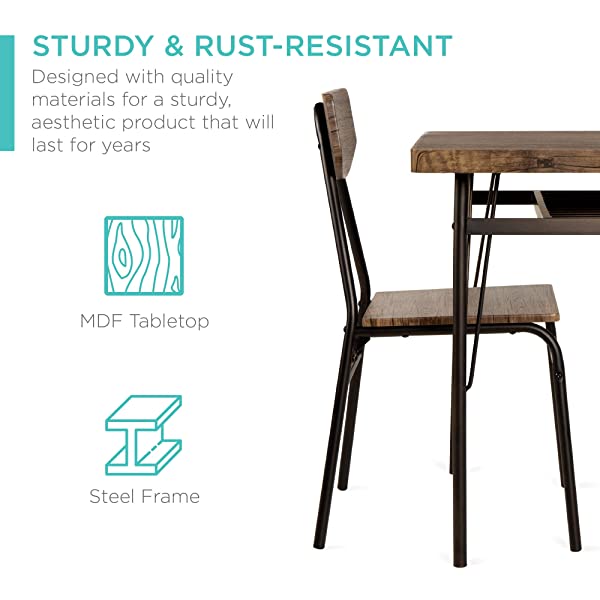 Best Choice Products 6-Piece 55in Wooden Modern Dining Set for Home, Kitchen, Dining Room w/Storage Racks, Rectangular Table, Bench, 4 Chairs, Steel Frame - Brown