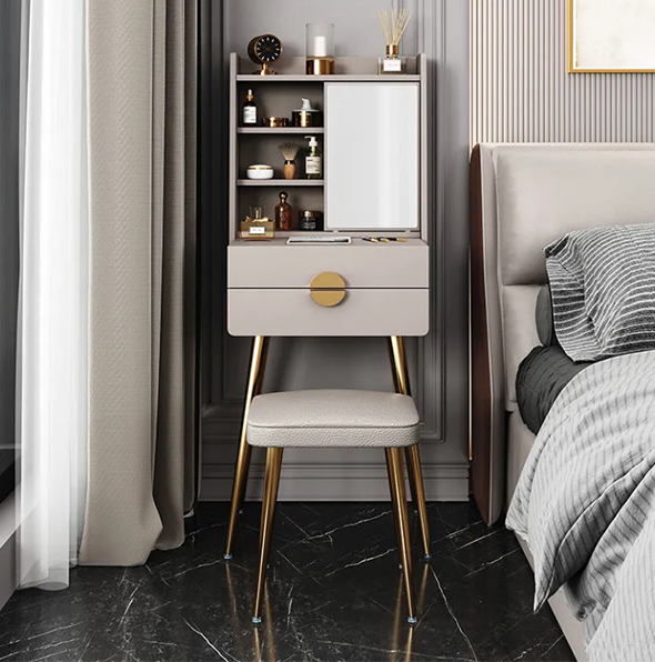 dressing table set, girl dressing table with large mirror makeup storage box stool, suitable for bedroom, powder room