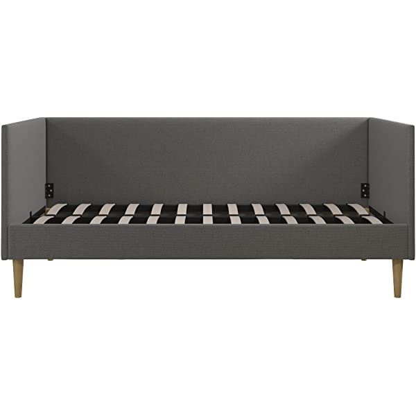 DHP Franklin Mid Century Upholstered Daybed, Sofa Bed, Twin Size Frame, Tan Linen Linen Twin Tan