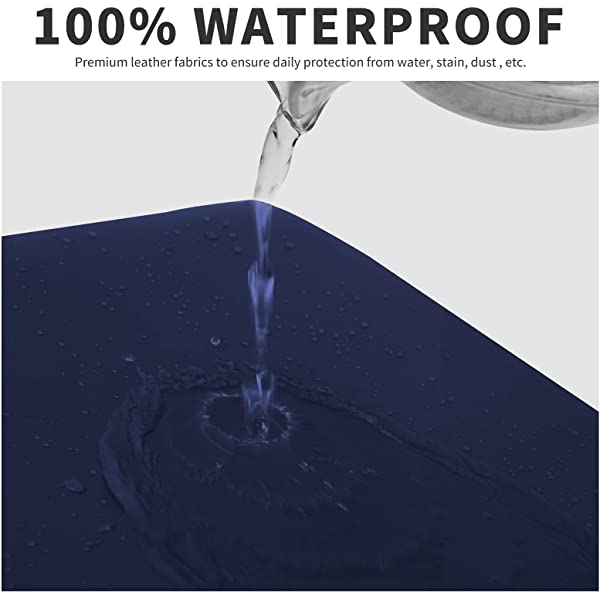 Easy-Going PU Leather Recliner Sofa Slipcovers, Waterproof Stretch Sofa Covers, 8 Pieces Stretch Furniture Protector, Elastic Strap Shield Pets Kids Children Cats Dogs Beige