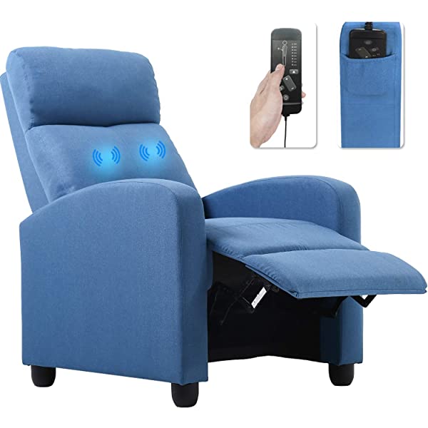 Recliner Chair for Living Room Massage Recliner Sofa Reading Chair Winback Single Sofa Home Theater Seating Modern Reclining Chair Easy Lounge with PU Leather Padded Seat Backrest (Brown)